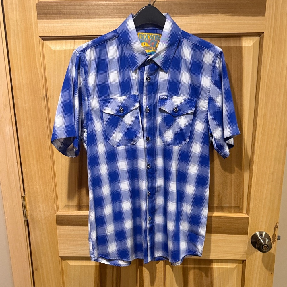 DIXXON Blue and White Plaid Casual Shirt
